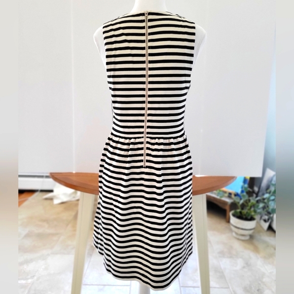Madewell Black White Stripe Sleeveless A-Line Dress Size M - Picture 3 of 9